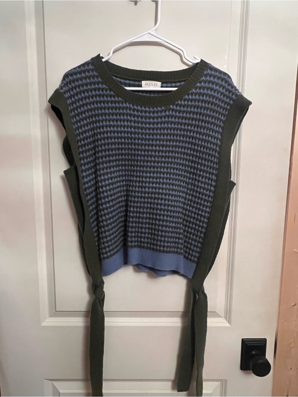 Roolee Blue & Olive Knit Tie-Back Tank